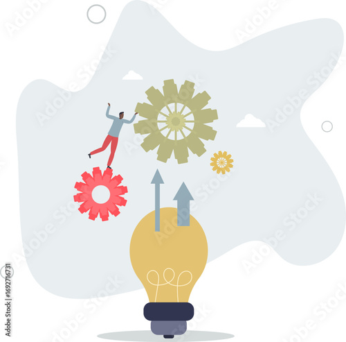 Process improvement, adjustment to improve efficiency or productivity, project progress or development to increase performance concept.life and employment of people.