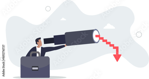Economic forecast downturn, vision to see recession, stock market crisis or financial failure, inflation going down concept.life and employment of people.