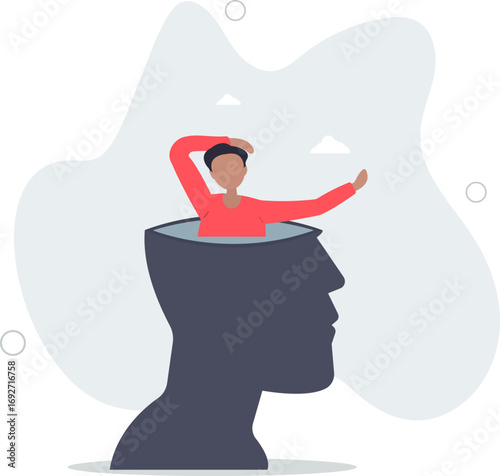 Psychology, mindset or thinking process, thought or imagination, wisdom or intelligence brain, solving problem or mental and emotional concept.life and employment of people.