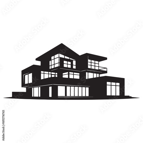 Modern House Silhouette Vector Illustration