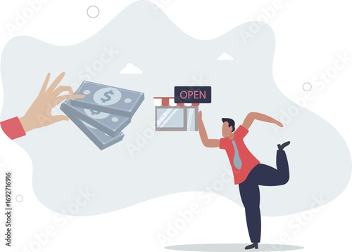 Company buyout, acquisition agreement or takeover, selling company offer or merger, franchise business concept.life and employment of people.