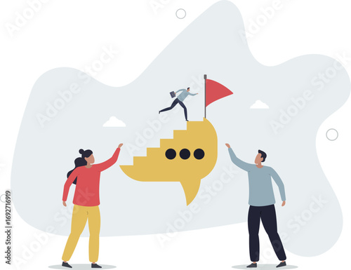 Advisor or consultant give advice to reach business goal, motivate employee to success in work, career development plan concept.life and employment of people.