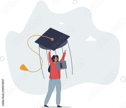 Student loan debt, money trap that graduated have to payback huge amount of money, expensive cost for education concept.life and employment of people.