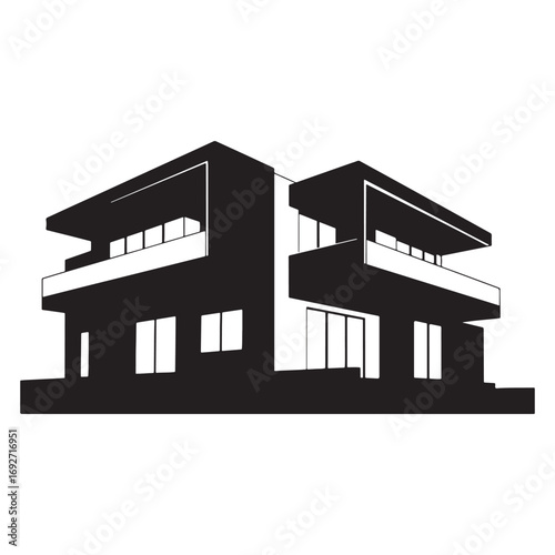 Modern House Silhouette Vector Illustration