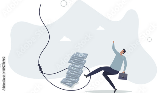 Money trap to trick greed people, danger fraud or threat to attack victim, financial or investment problem concept.life and employment of people.