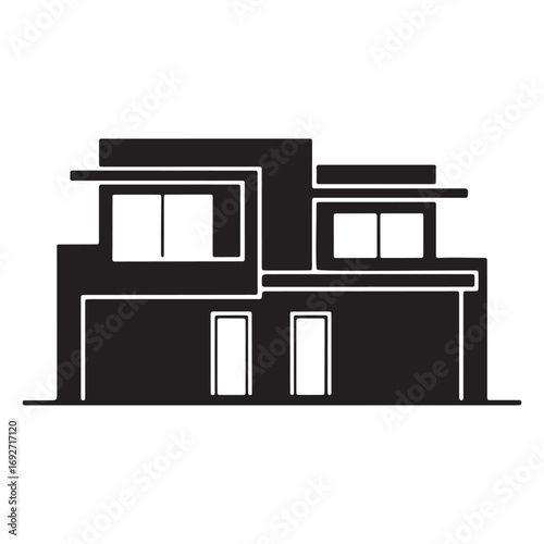 Modern House Silhouette Vector Illustration