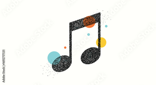 Abstract Musical Notation with Vibrant Colorful Circles Representing Sound Waves
