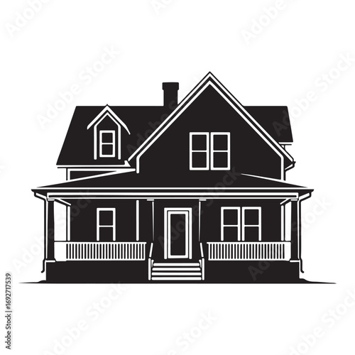 Classic House Silhouette Vector Illustration