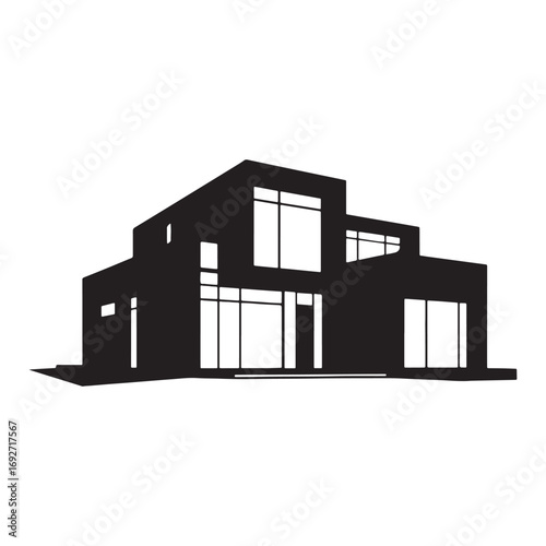 Modern House Silhouette Vector Illustration