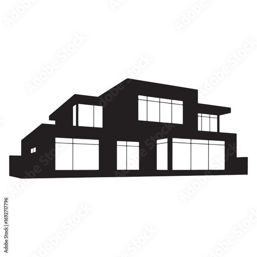 Modern House Silhouette Vector Illustration