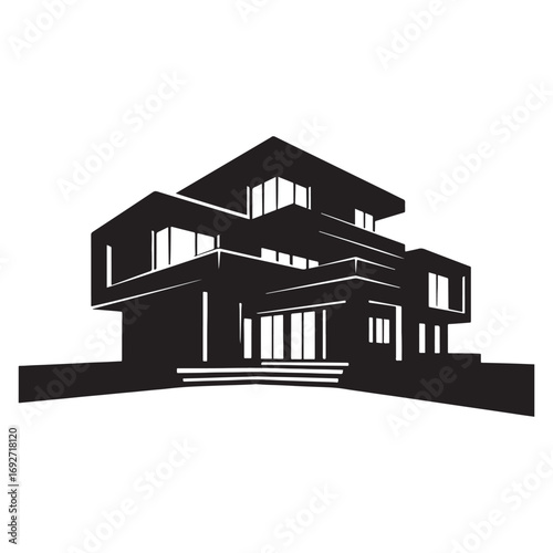 Modern House Silhouette Vector Illustration