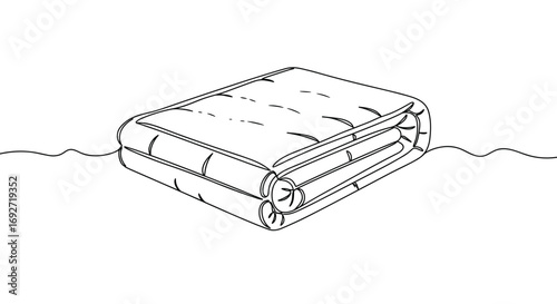 Outline of a floating pool mattress in monoline style, transparent background  