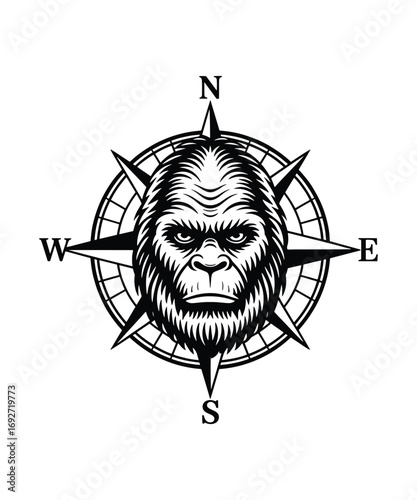 A Bigfoot Hands Drawing Illustration T-Shirt Design 