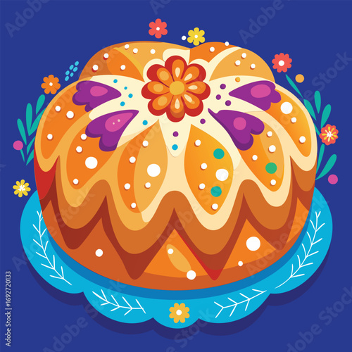 Decorated bread loaf on a plate