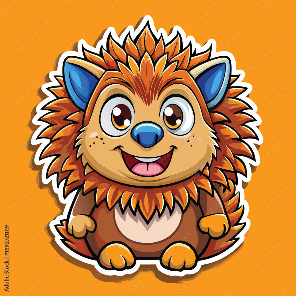 Obraz premium Cute cartoon hedgehog like creature with expressive face