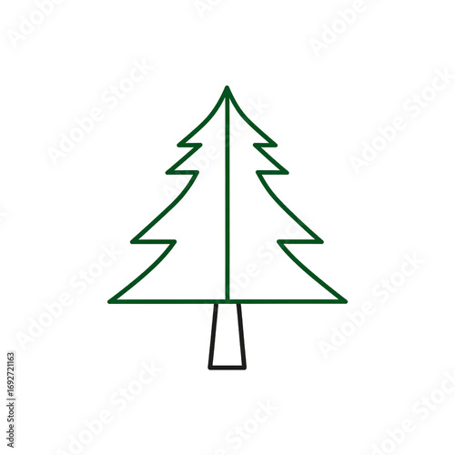 Simple evergreen pine tree vector icon in flat minimal style, symbol of forest and nature sustainability.
