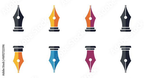 colorful fountain pen nibs arranged neatly in rows