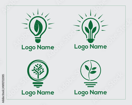 Modern Green Idea Logo, Green Idea Logo Design, Eco-Friendly Light Bulb Leaf Concept, Sustainable Energy Brand Identity
