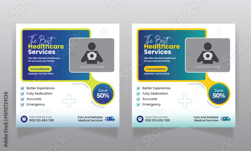 Medical healthcare social media banner design and web banner template