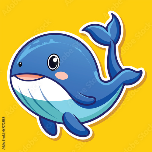 Cute blue whale cartoon image