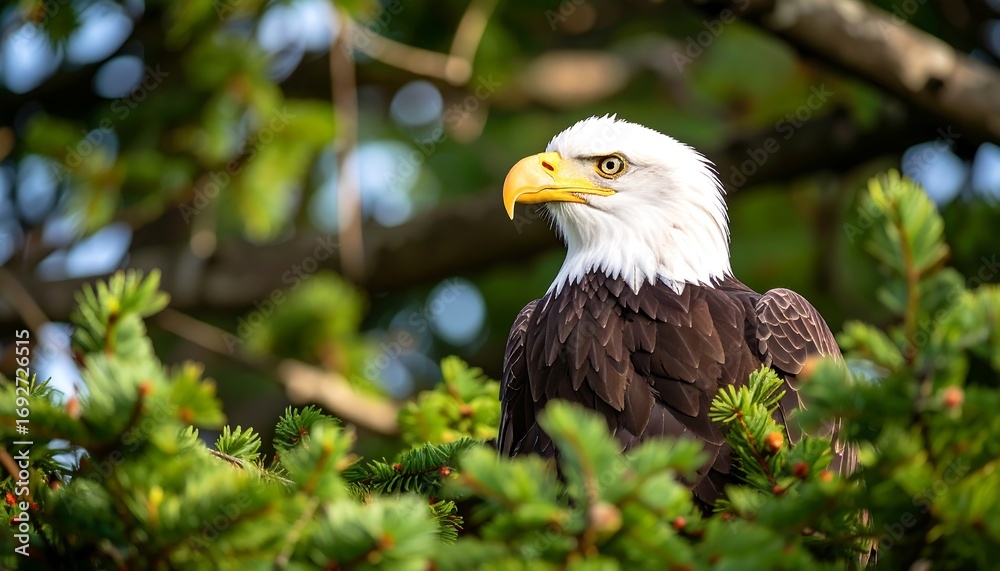 Obraz premium Bald eagle perched in a tree (1)