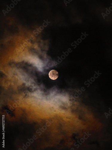 Annual full September Corn Moon with Cloudscape 