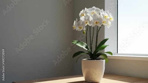 Wallpaper Mural White orchid blossom in pot elegant interior decoration floral arrangement Torontodigital.ca