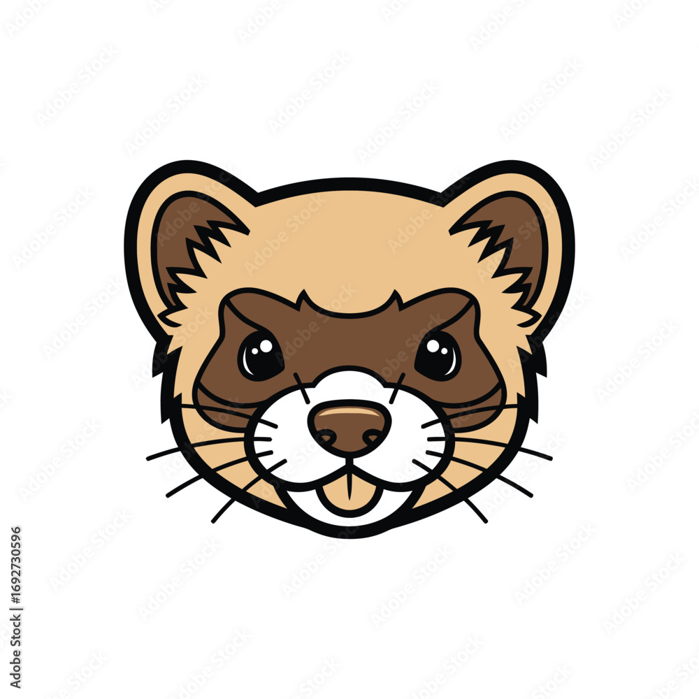 Obraz premium Cute ferret face portrait with focused expression and details.
