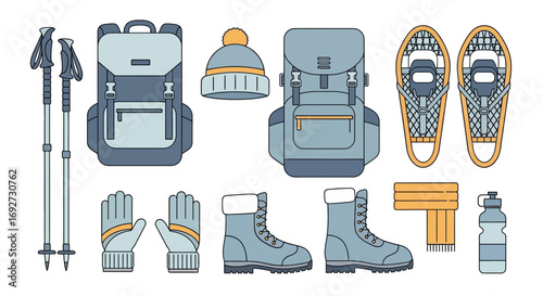 Essentials for a Winter Hike Backpack, Boots, and Snowshoes for Outdoor Adventures