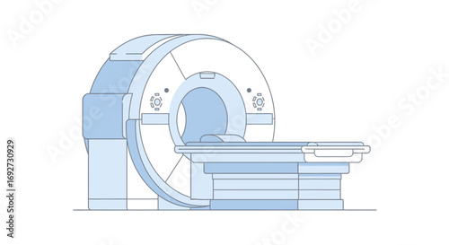 Modern vector illustration of an MRI scanner for medical diagnostics and healthcare concepts