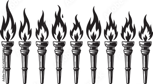 Torch Flame Fire Symbol Light Energy Power Vector Graphic Illustration on Transparent