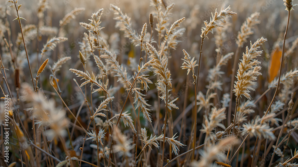 Fototapeta premium Close up of weeds bearing grass seeds in autumn