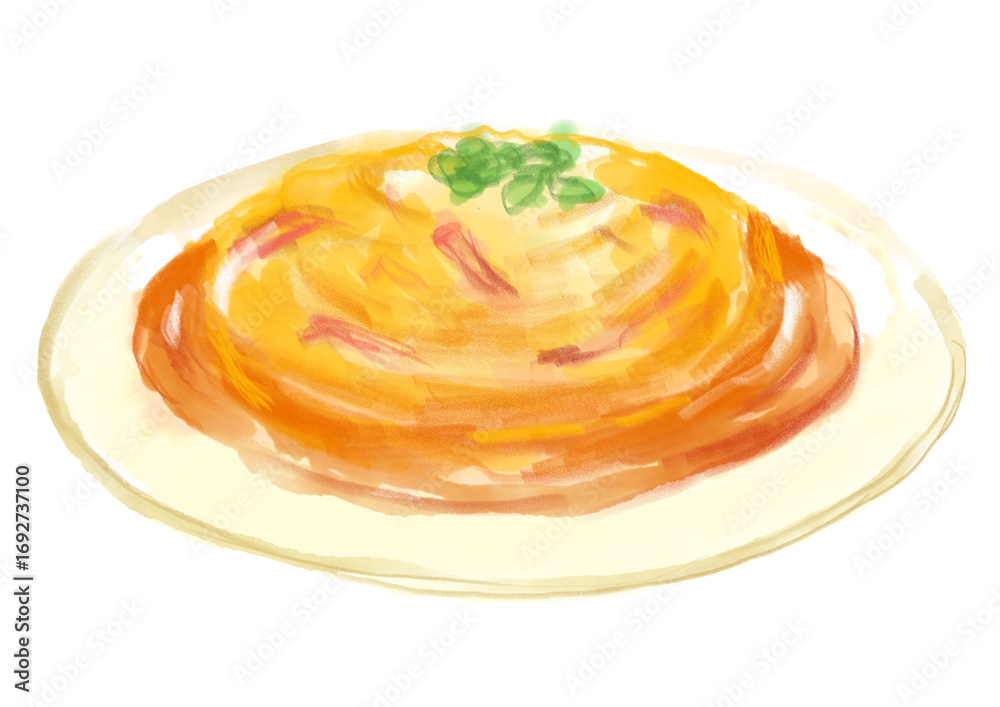 Photography Poster 美味しそうな中華の天津飯の手描き水彩イラスト