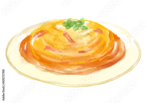 Konstfotografi 美味しそうな中華の天津飯の手描き水彩イラスト(透過PNG)