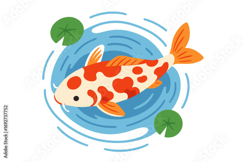 Colorful koi fish swimming in water with lily pads koi fish in pond