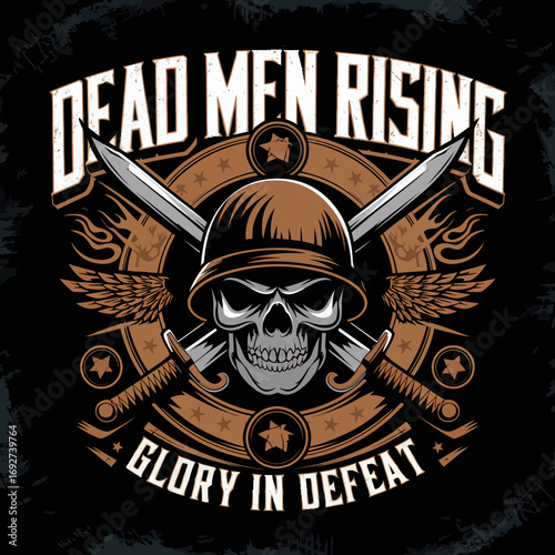 Vector Bold skull illustrations with crossed swords, wings, shields, and flaming elements. Gothic and warrior-inspired vector art featuring chains, bones, and dramatic . Perfect for t-shirt prints, 