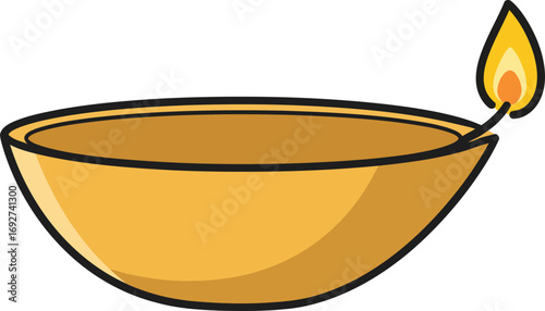 A traditional glowing golden diya lamp with a warm flame, a beautiful symbol of light, hope, and prosperity used for spiritual rituals and festive celebrations.