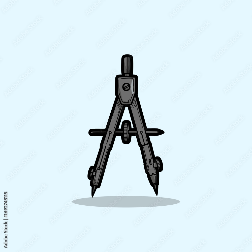 Naklejka premium Compass Vector Illustration for Drafting and Geometry