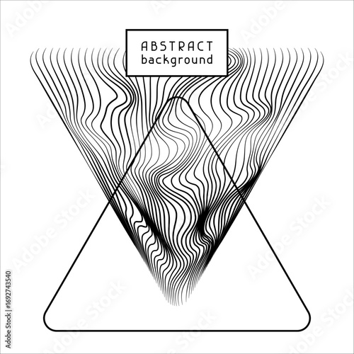 Particles and wavy lines in shape. Linear wave style.