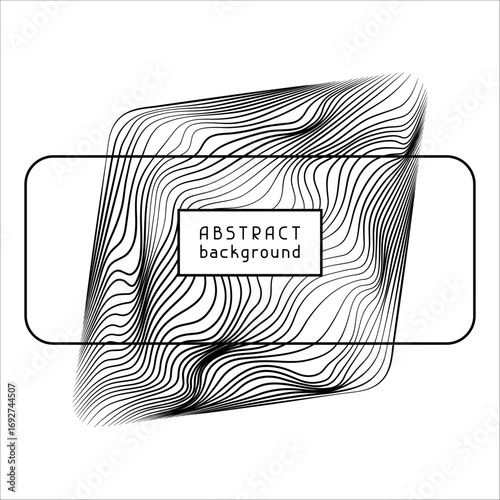 Particles and wavy lines in shape. Linear wave style.