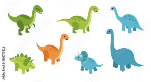 Colorful cartoon dinosaur collection for kids' educational materials and fun designs