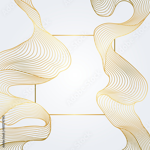 Background with wave elements. Abstract card with linear curls.
