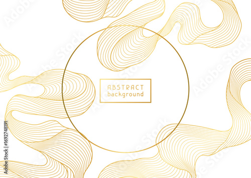 Background with wave elements. Abstract card with linear curls.