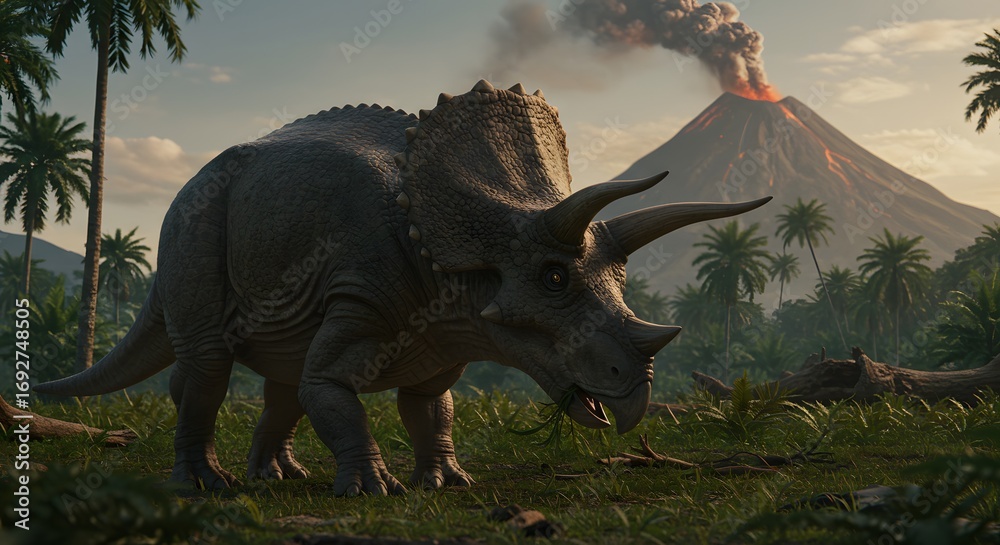 Fototapeta premium Dinosaur in prehistoric environment