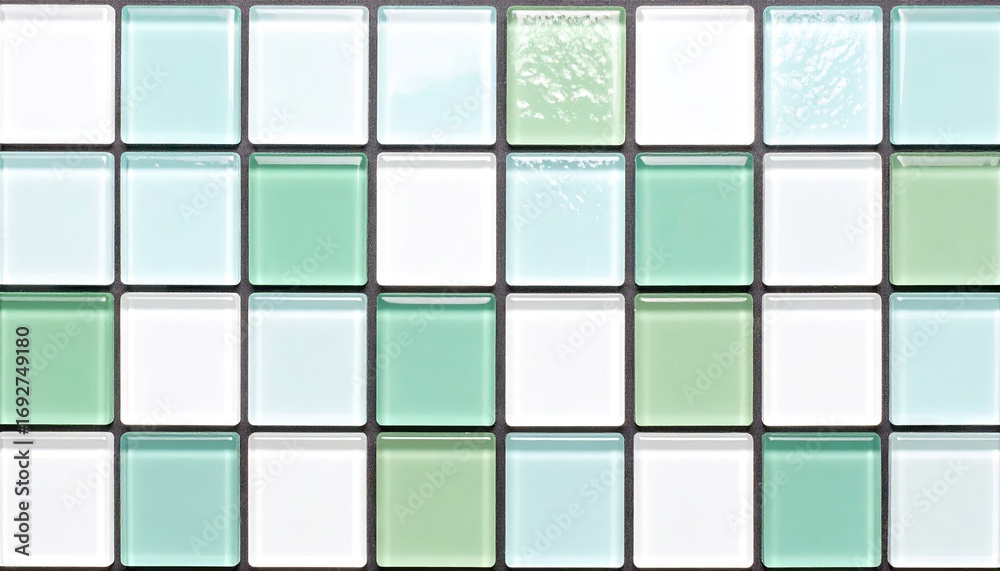 Fototapeta premium Green And White Glass Tile Mosaic Panel