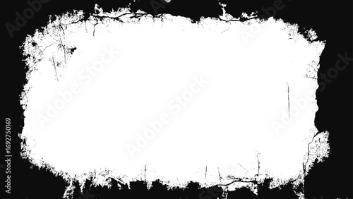 Grunge border texture background. Grunge style frames are black on a white background.