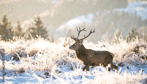 Majestic stag in a snowy landscape