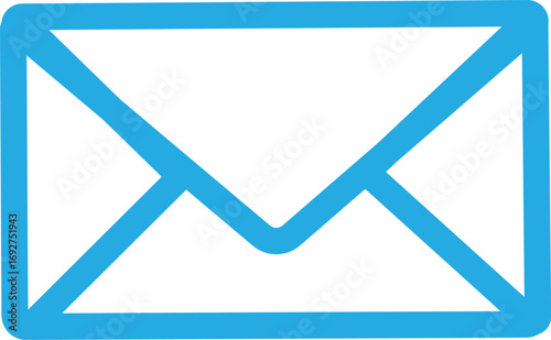 blue mail icon on white background