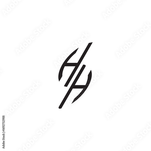 gaming monogram Black  curved oval shape alphabet letter initial logo vector HH