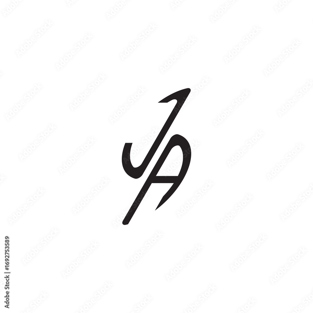 gaming monogram Black curved oval shape alphabet letter initial logo vector JA gaming monogram Black curved oval shape alphabet letter initial logo vector JA